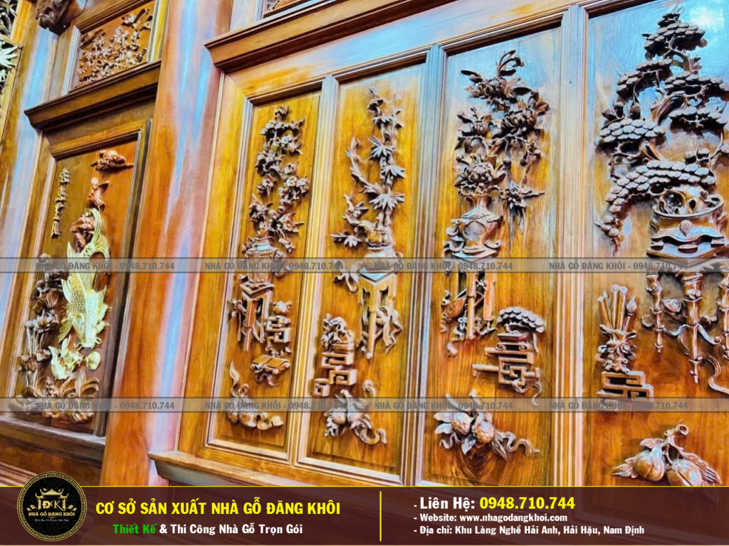 Nội Thất Nhà Gỗ 3 Gian 2 Chái Lim Lào Tại Quảng Ninh -Nhà GỖ Đăng Khôi