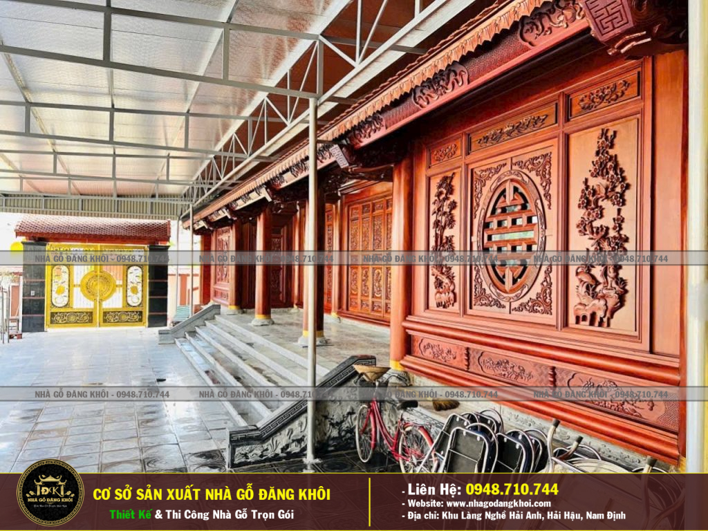 Nội Thất Nhà Gỗ 3 Gian 2 Chái Lim Lào Tại Quảng Ninh -Nhà GỖ Đăng Khôi