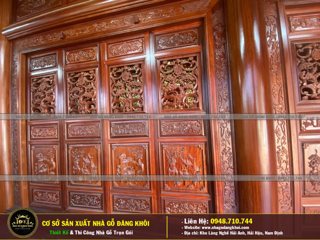 NỘI THÁT NHÀ GỖ 3 GIAN LIM NAM PHI NHÀ THỜ HỌ PHAN -THÁI BÌNH