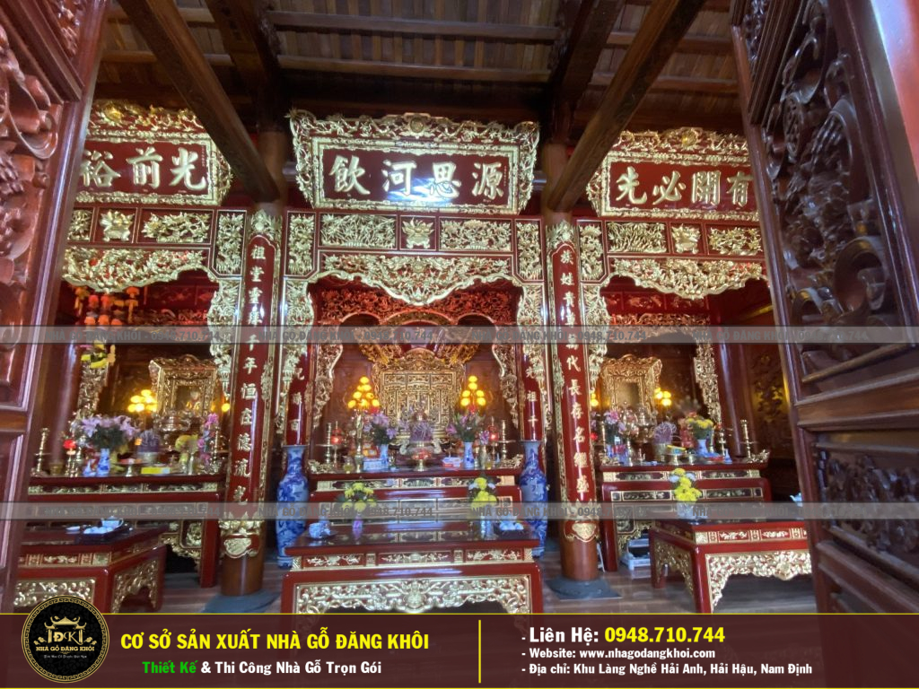 NỘI THÁT NHÀ GỖ 3 GIAN LIM NAM PHI NHÀ THỜ HỌ PHAN -THÁI BÌNH