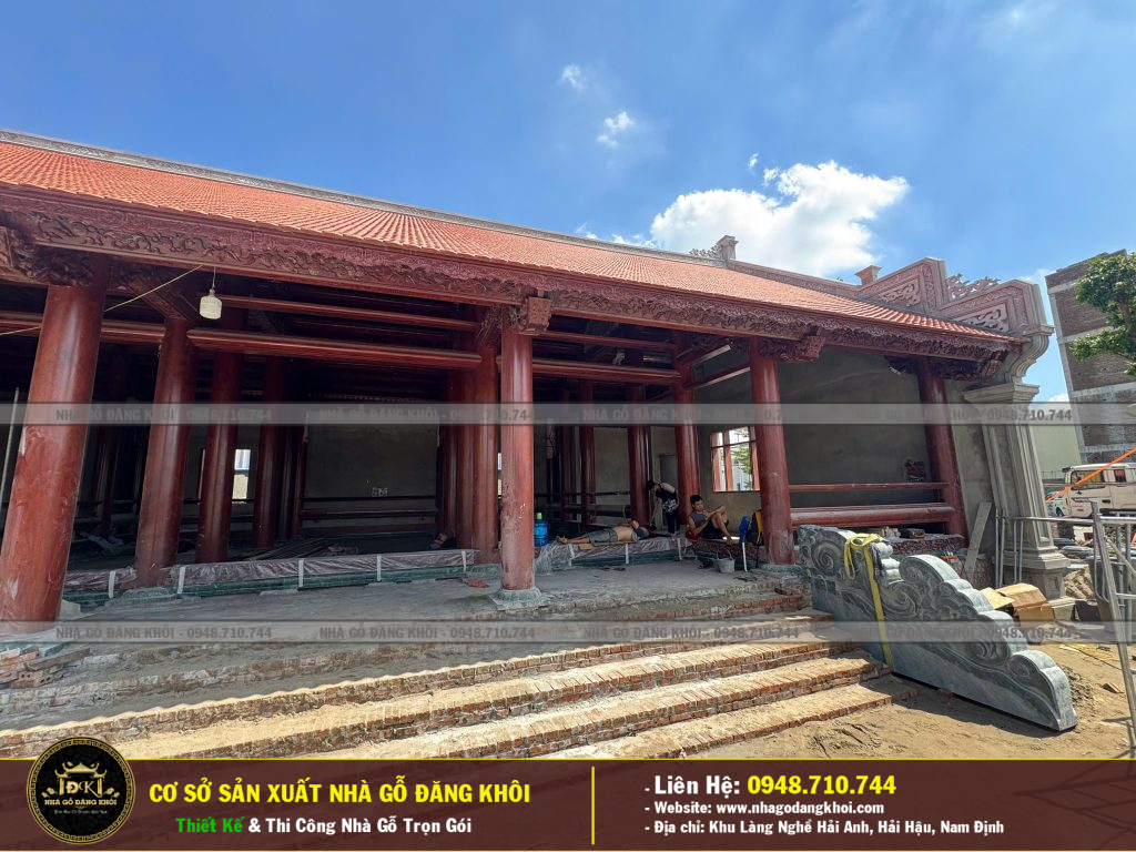 Nhà Gỗ 3 Gian 2 Buồng Lồi Thi Công Tại Nam Định – Nhà Gỗ Đăng Khôi