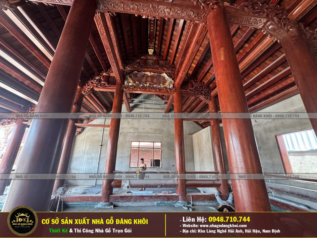 Nhà Gỗ 3 Gian 2 Buồng Lồi Thi Công Tại Nam Định – Nhà Gỗ Đăng Khôi