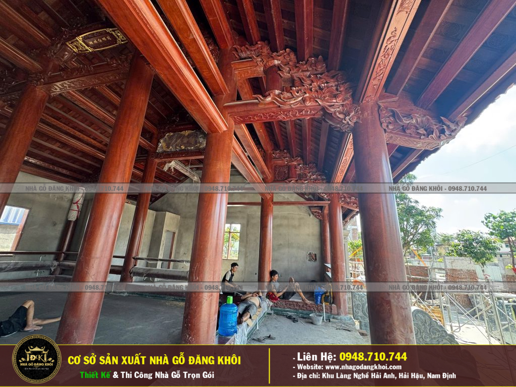 Nhà Gỗ 3 Gian 2 Buồng Lồi Thi Công Tại Nam Định – Nhà Gỗ Đăng Khôi