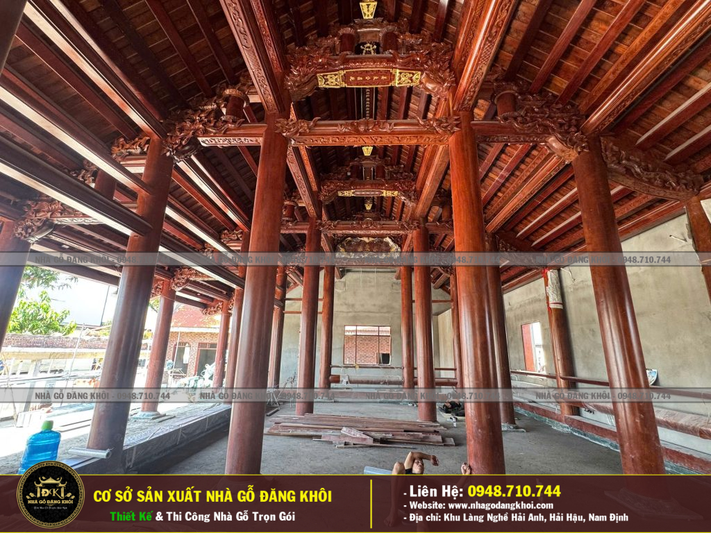 Nhà Gỗ 3 Gian 2 Buồng Lồi Thi Công Tại Nam Định – Nhà Gỗ Đăng Khôi