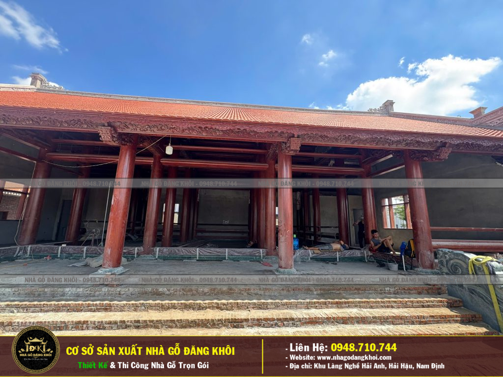 Nhà Gỗ 3 Gian 2 Buồng Lồi Thi Công Tại Nam Định – Nhà Gỗ Đăng Khôi