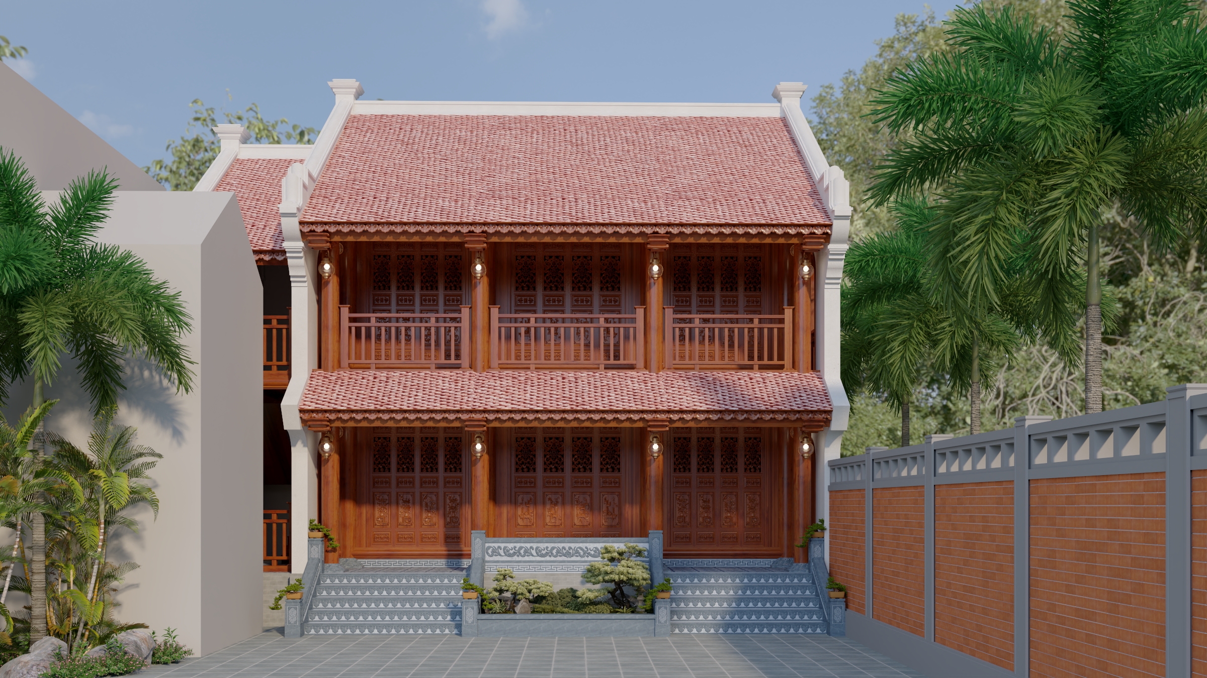 NHÀ GỖ 3 GIAN 2 TẦNG LÀM TẠI THÁI NGUYÊN