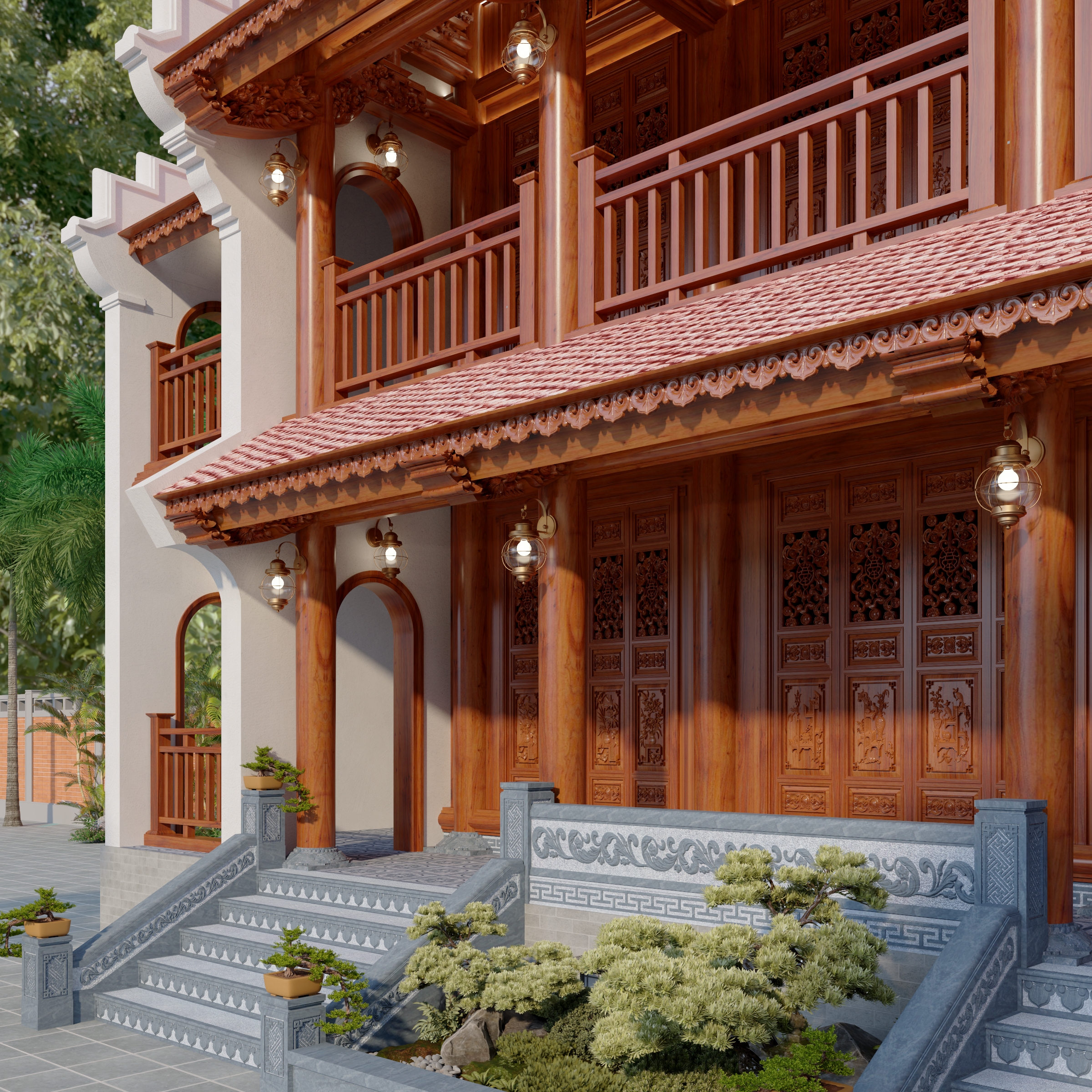 NHÀ GỖ 3 GIAN 2 TẦNG LÀM TẠI THÁI NGUYÊN