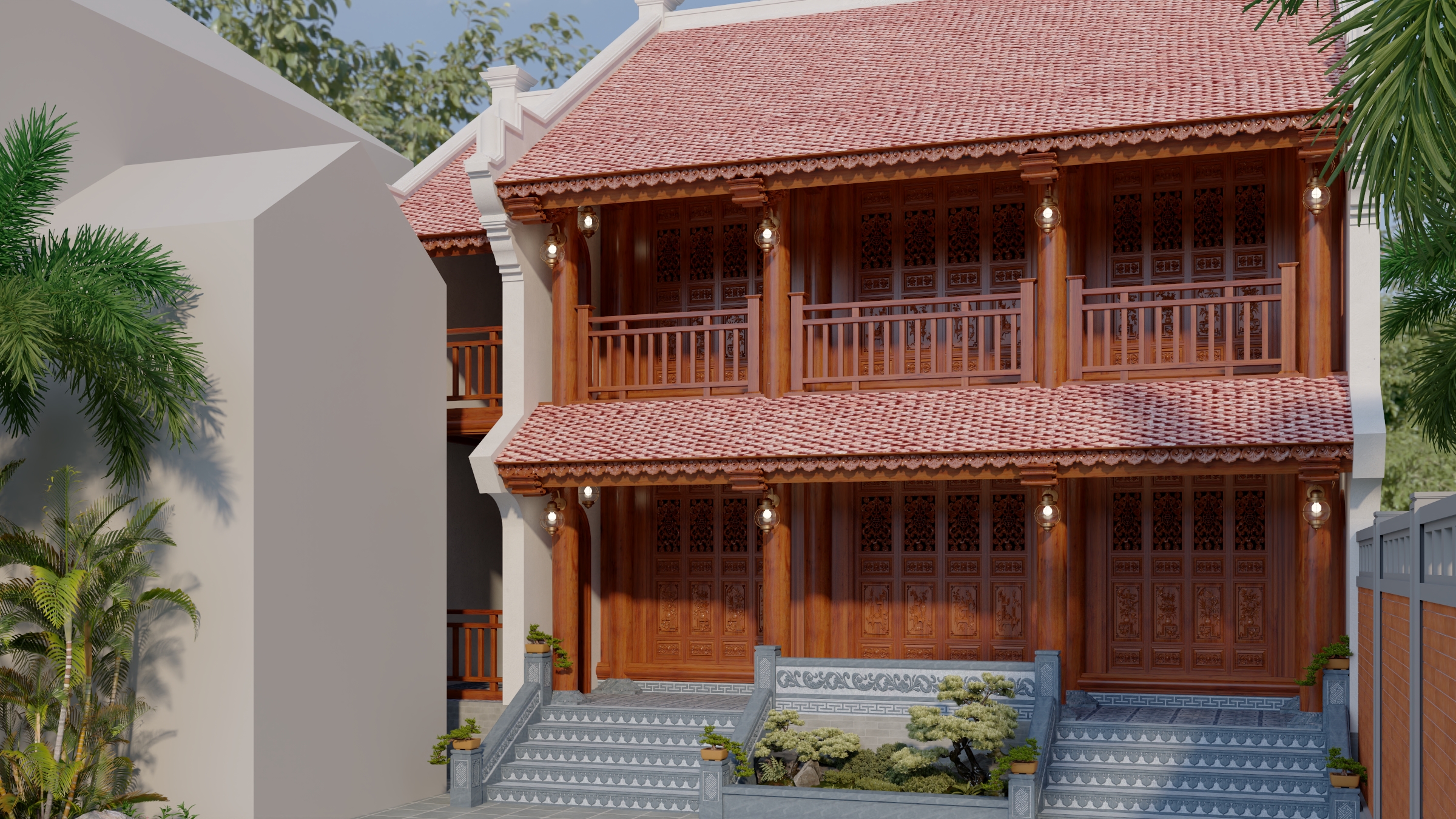 NHÀ GỖ 3 GIAN 2 TẦNG LÀM TẠI THÁI NGUYÊN