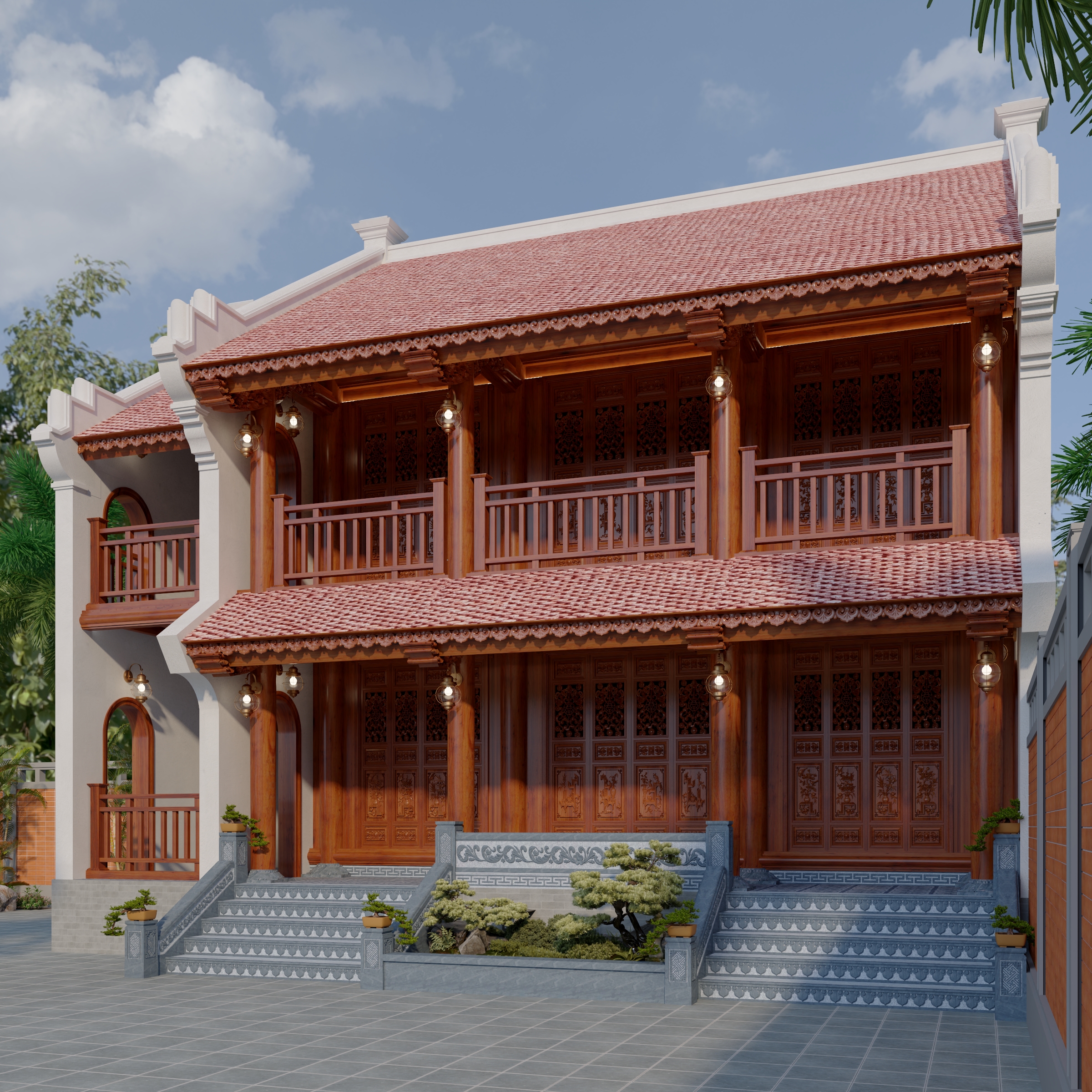 NHÀ GỖ 3 GIAN 2 TẦNG LÀM TẠI THÁI NGUYÊN