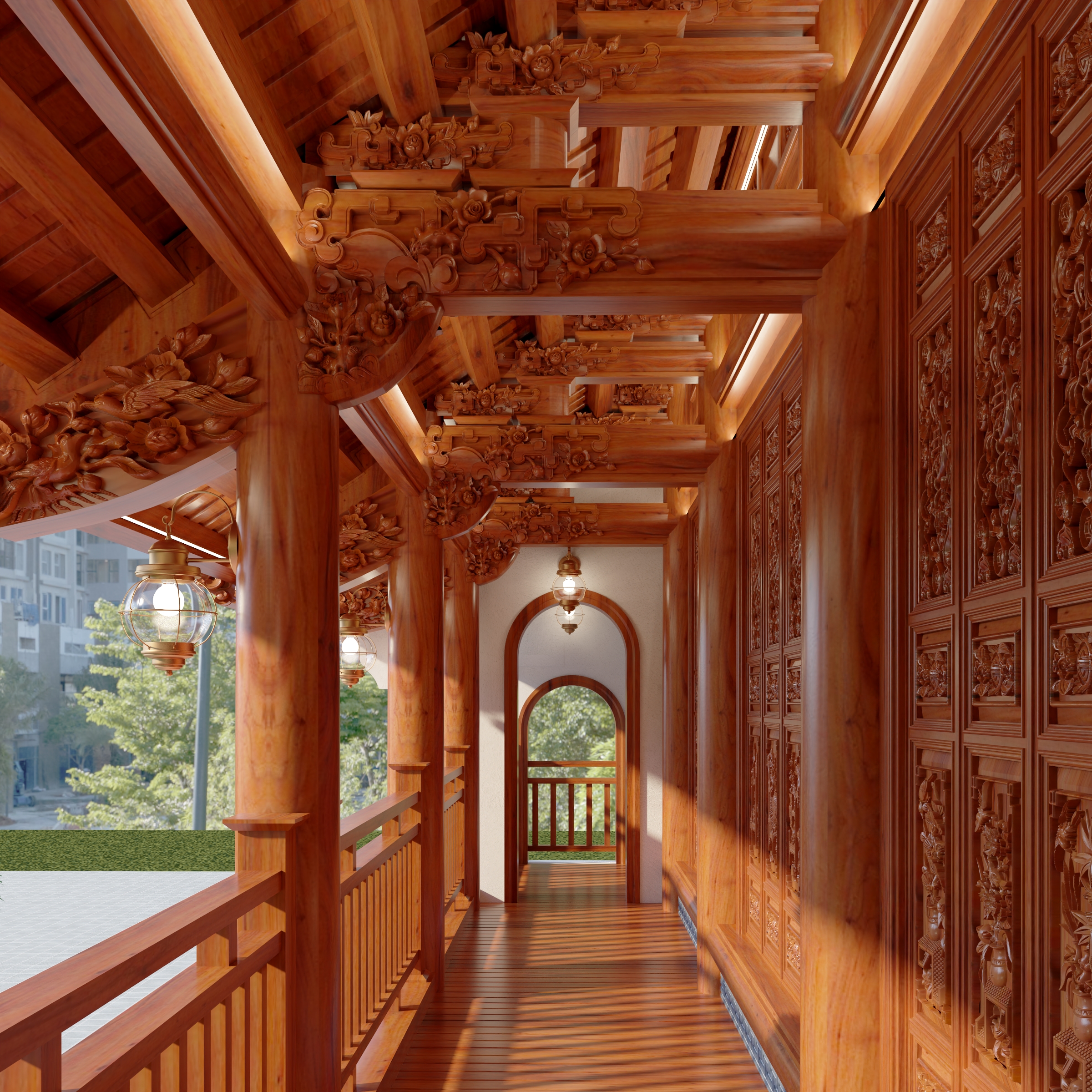 NHÀ GỖ 3 GIAN 2 TẦNG LÀM TẠI THÁI NGUYÊN