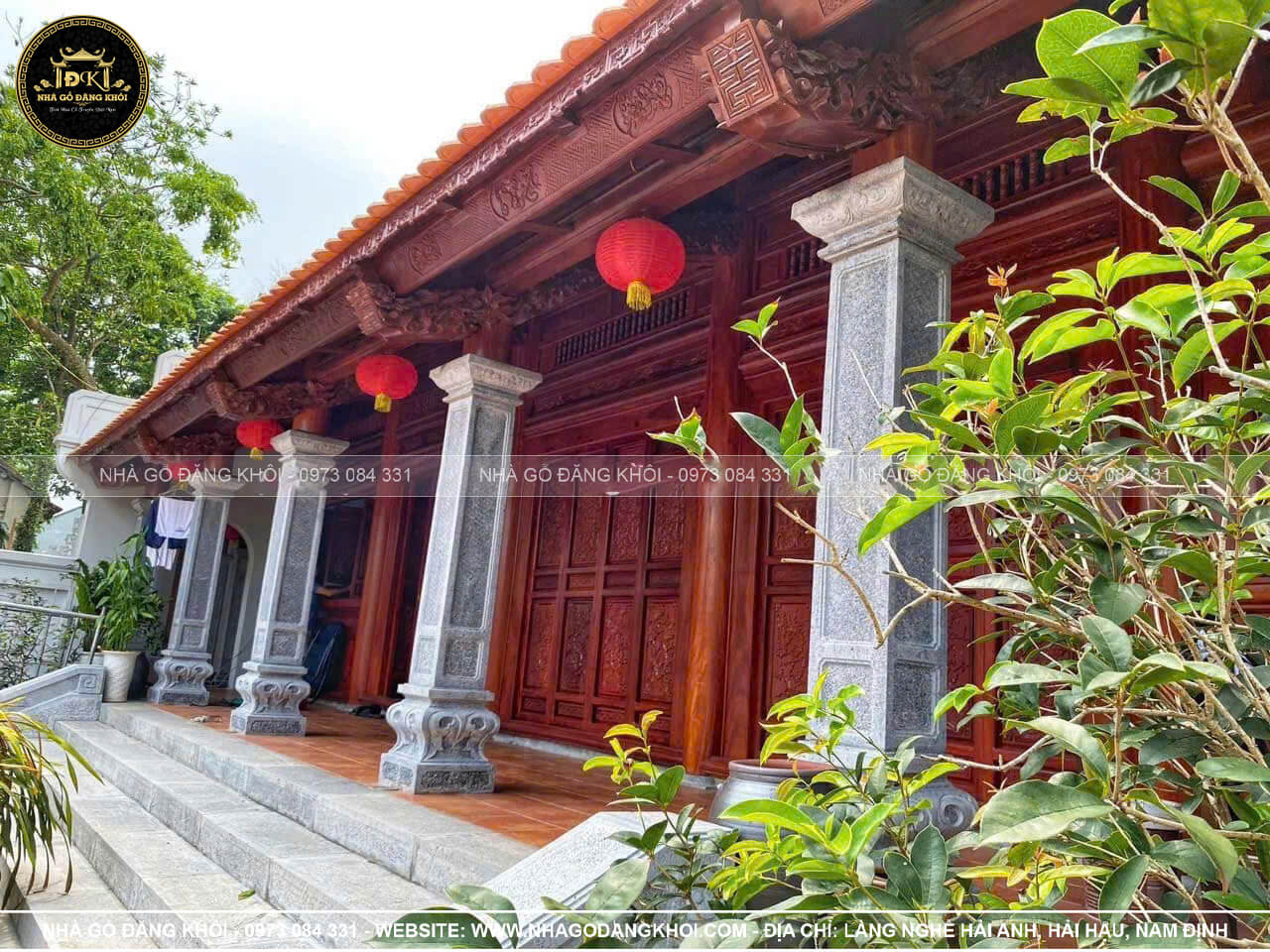 Khuôn viên nhà gỗ 5 gian hiên thông tại Bắc Giang