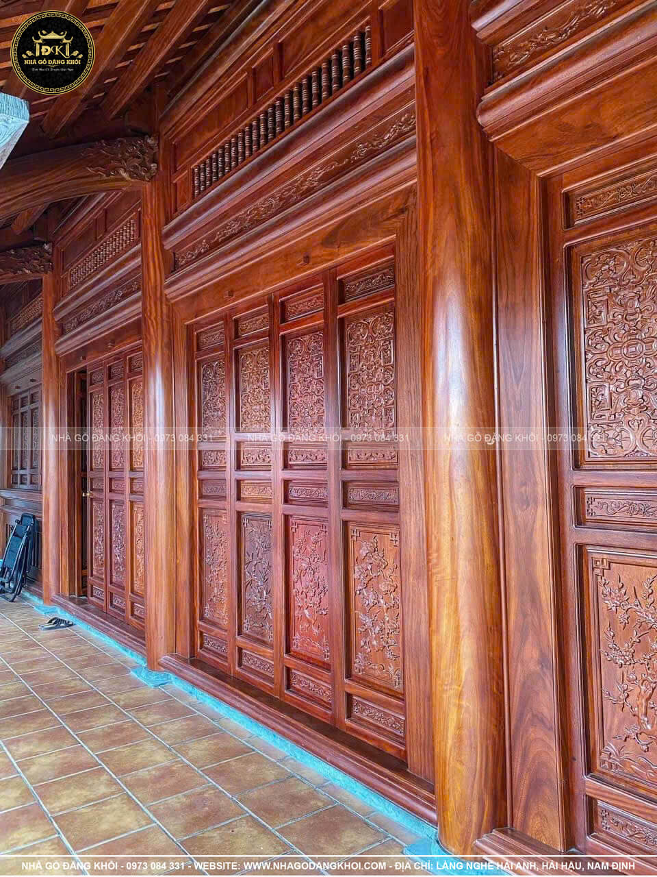 Khuôn viên nhà gỗ 5 gian hiên thông tại Bắc Giang