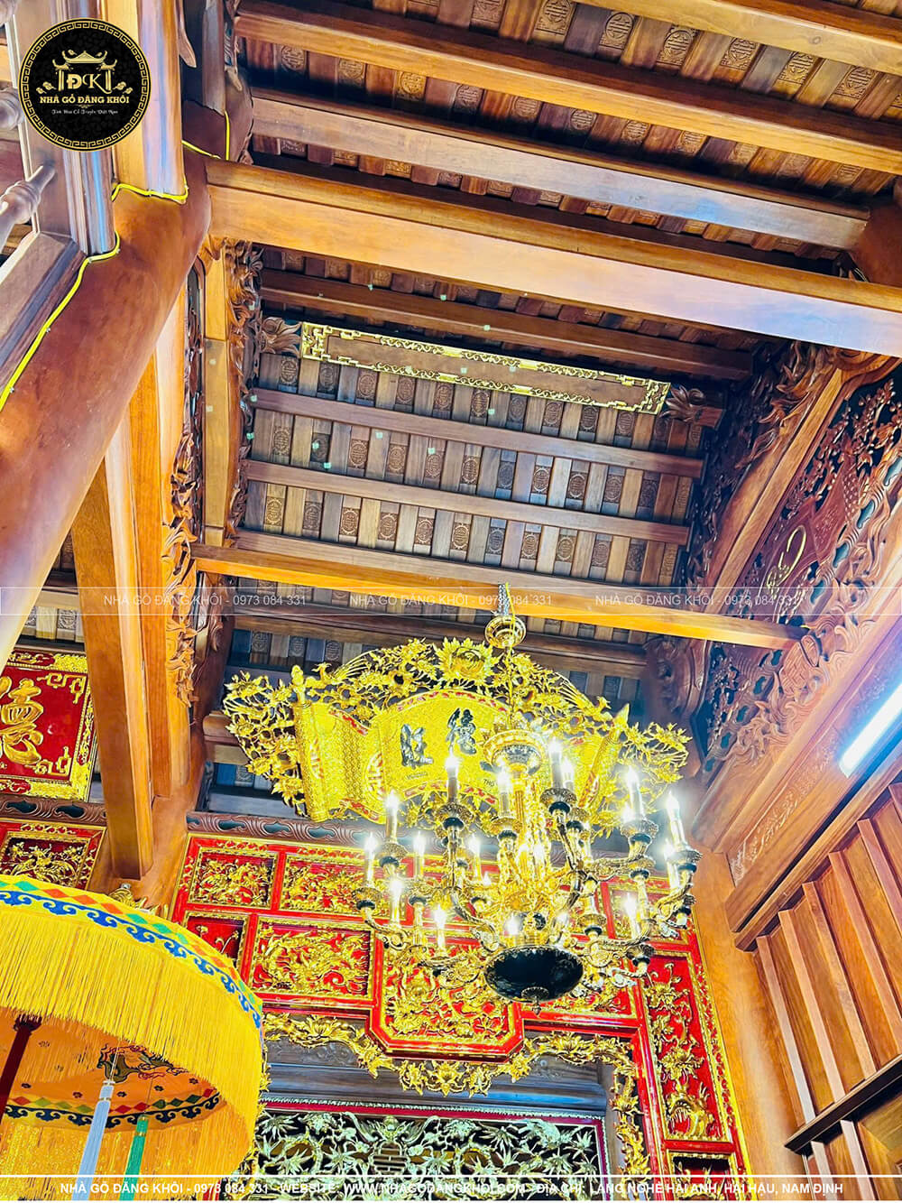 THI CÔNG NHÀ CHÙA GỖ 3 GIAN 4 MÁI ĐAO GỖ LIM NAM PHI – NHÀ GỖ ĐĂNG KHÔI