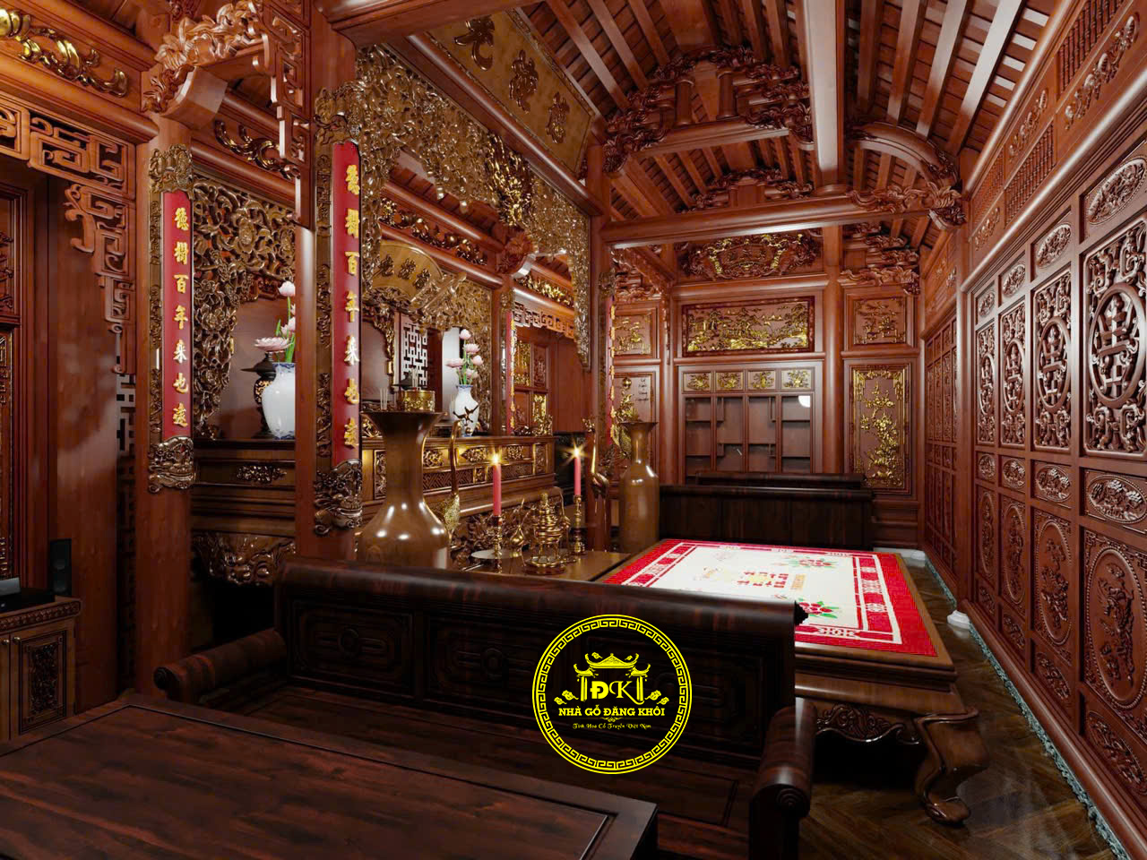 Thiết Kế Nội Thất Nhà Gỗ 3 Gian Gỗ Lim Nam Phi – Nhà Gỗ Đăng Khôi