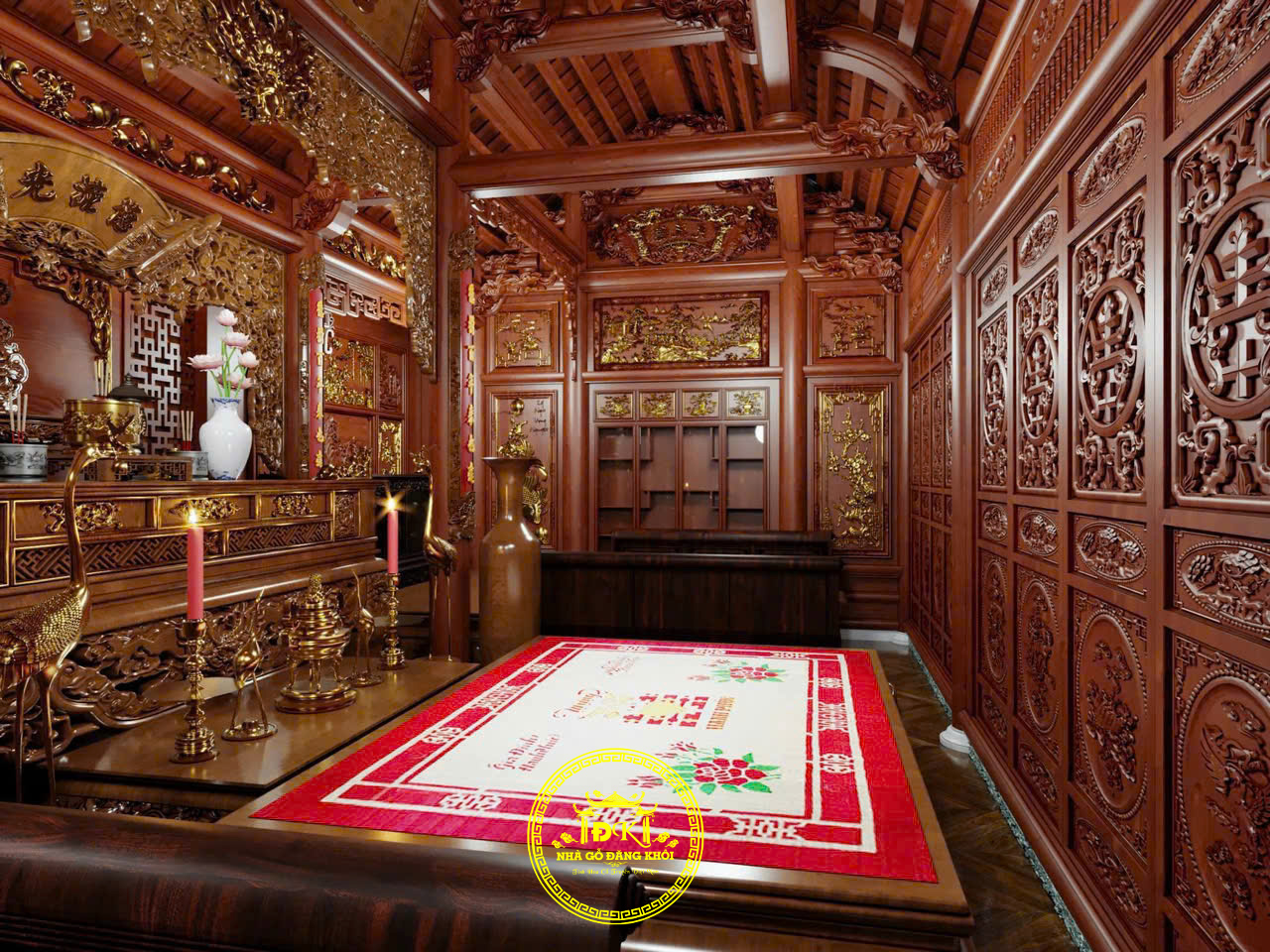 Thiết Kế Nội Thất Nhà Gỗ 3 Gian Gỗ Lim Nam Phi – Nhà Gỗ Đăng Khôi