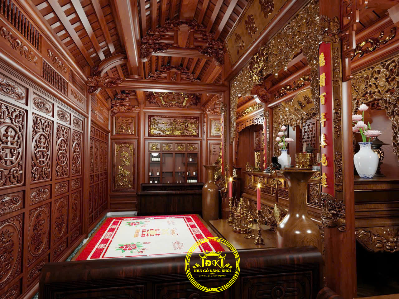 Thiết Kế Nội Thất Nhà Gỗ 3 Gian Gỗ Lim Nam Phi – Nhà Gỗ Đăng Khôi