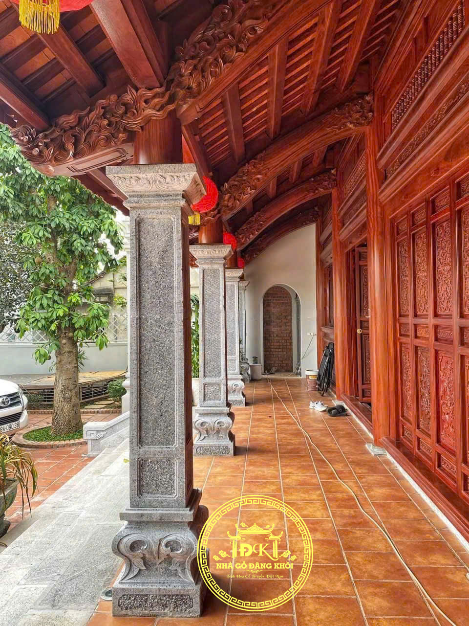 KHUÔN VIÊN NHÀ GỖ 5 GIAN HIÊN THÔNG TẠI BẮC GIANG – NHÀ GỖ ĐĂNG KHÔI