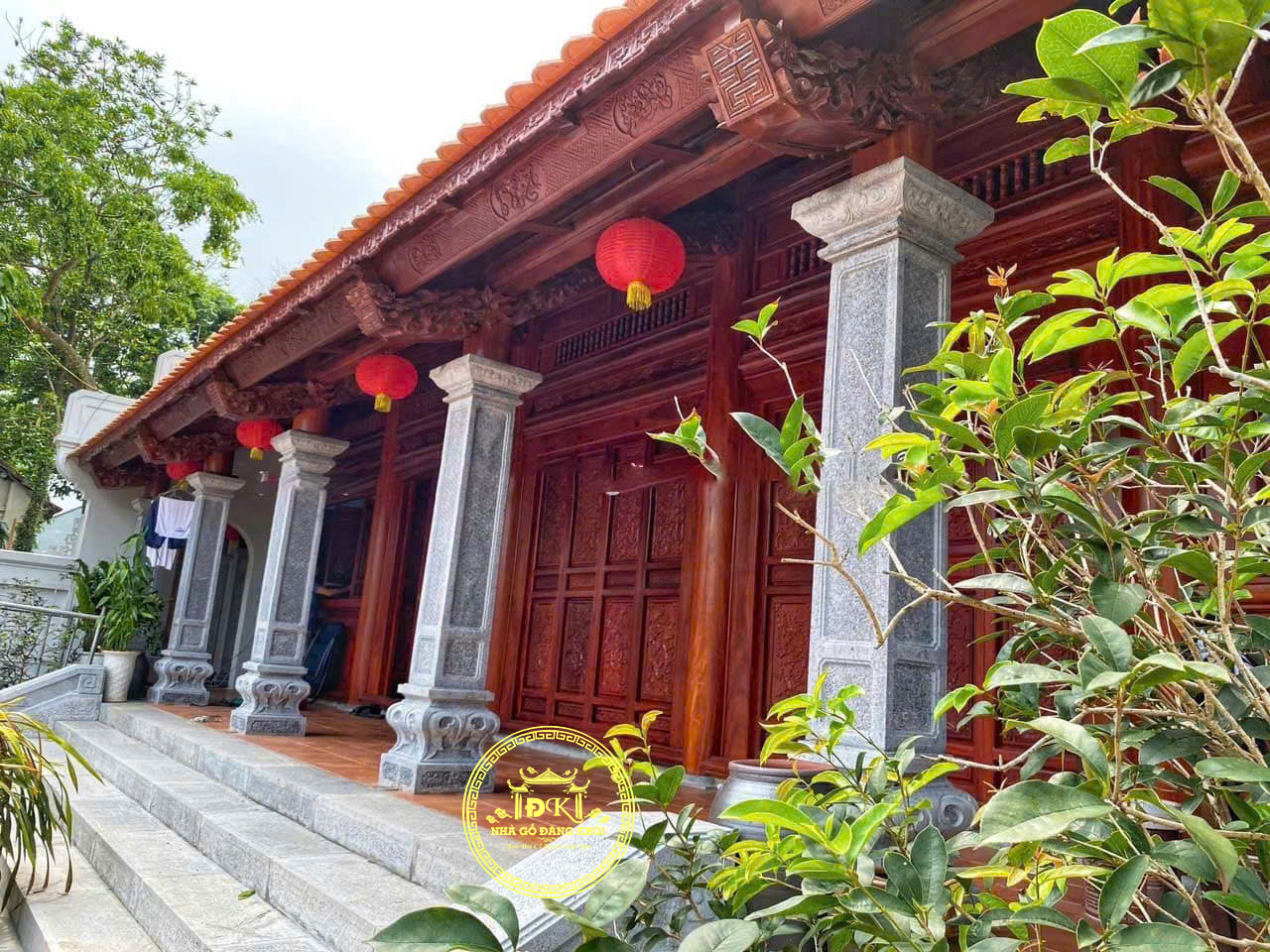 KHUÔN VIÊN NHÀ GỖ 5 GIAN HIÊN THÔNG TẠI BẮC GIANG – NHÀ GỖ ĐĂNG KHÔI