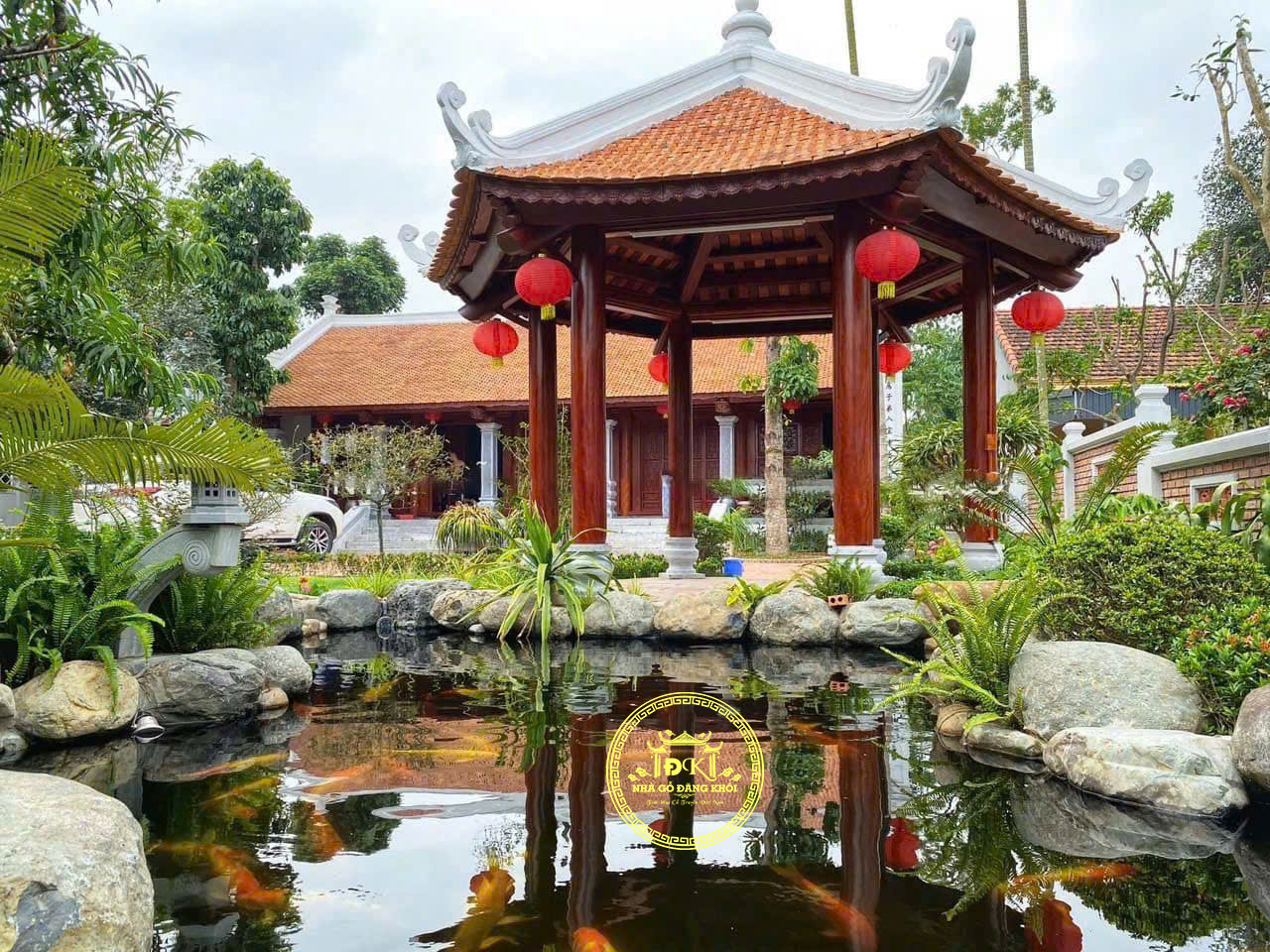 KHUÔN VIÊN NHÀ GỖ 5 GIAN HIÊN THÔNG TẠI BẮC GIANG – NHÀ GỖ ĐĂNG KHÔI