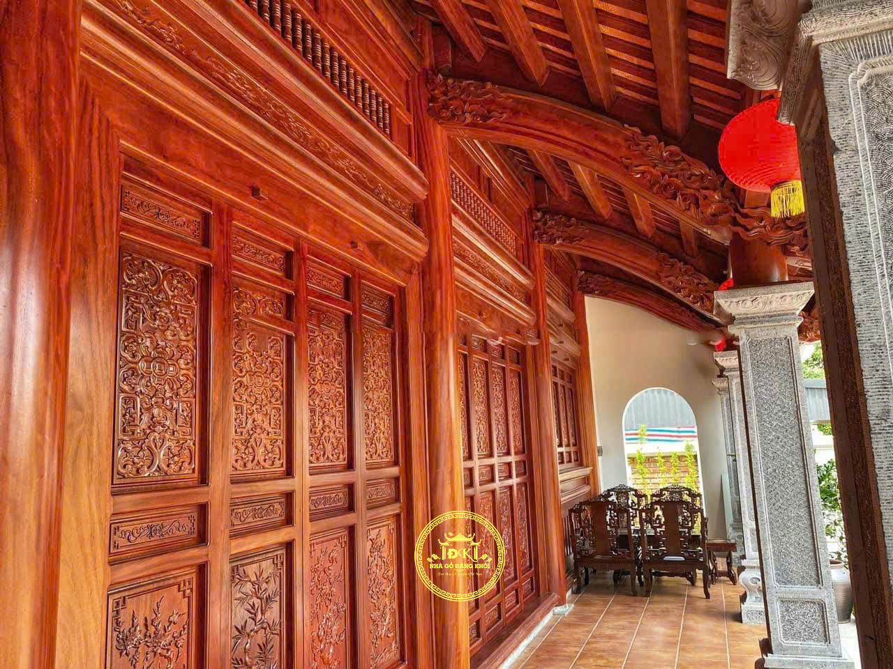 KHUÔN VIÊN NHÀ GỖ 5 GIAN HIÊN THÔNG TẠI BẮC GIANG – NHÀ GỖ ĐĂNG KHÔI