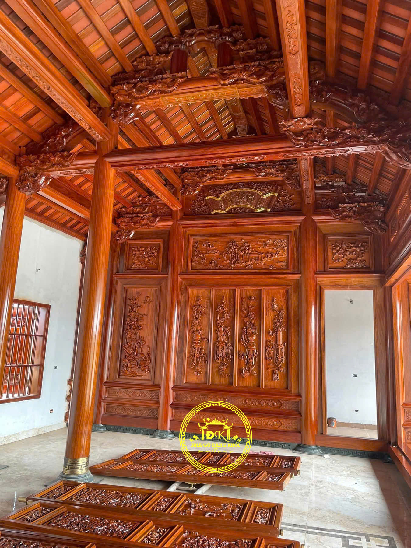 NỘI THẤT NHÀ GỖ 3 GIAN THI CÔNG TẠI THANH HÓA – NHÀ GỖ ĐĂNG KHÔI