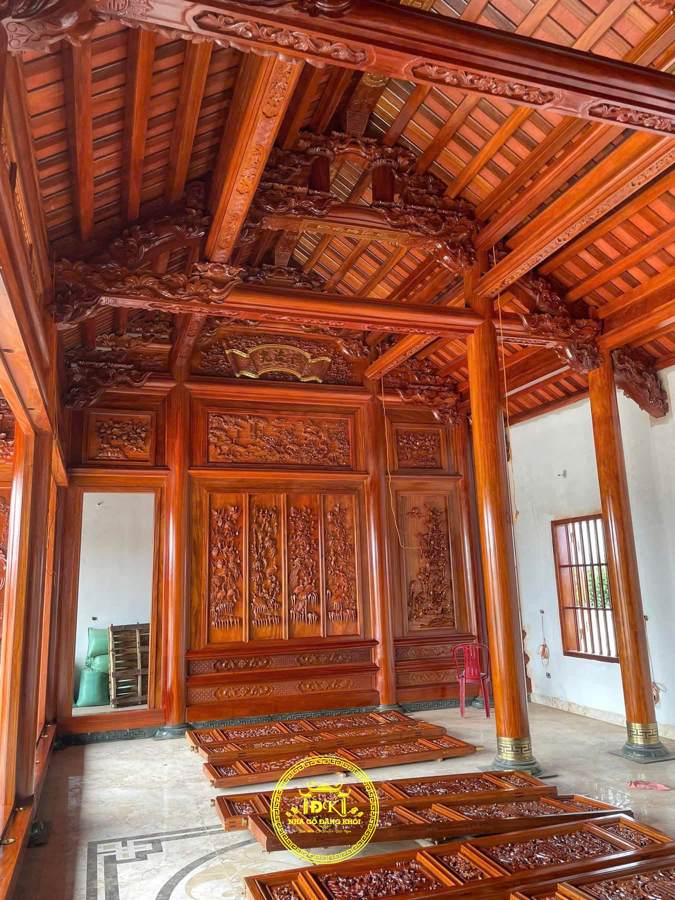 KHUÂN VIÊN NHÀ GỖ 3 GIAN VÀ LẦU LỤC GIÁC TẠI HƯNG YÊN – NHÀ GỖ ĐĂNG  KHÔI