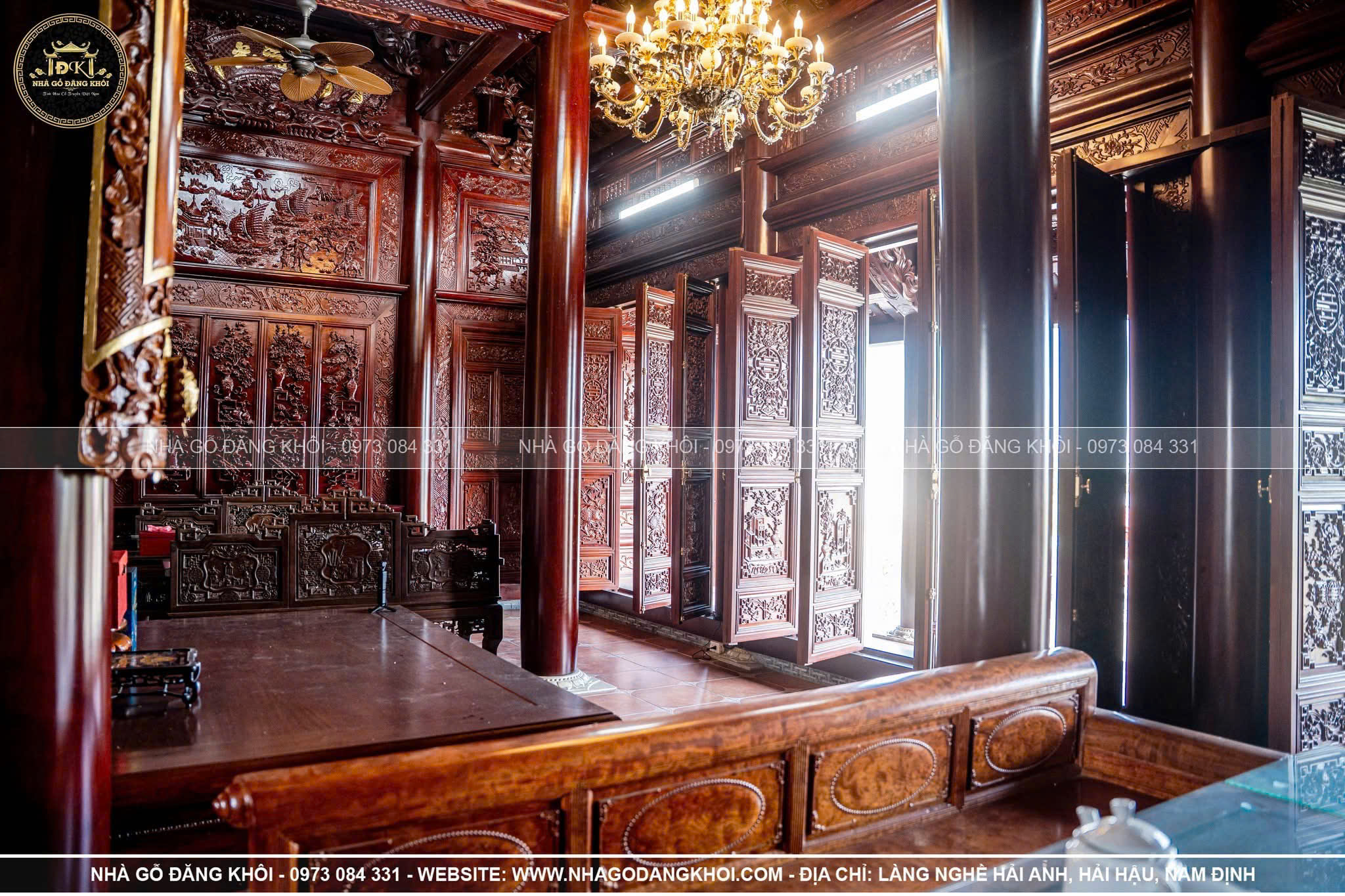 NỘI THẤT NHÀ GỖ 5 GIAN TRÊN TẦNG 2 TẠI TRỰC NINH – NAM ĐỊNH | NHÀ GỖ ĐĂNG KHÔI
