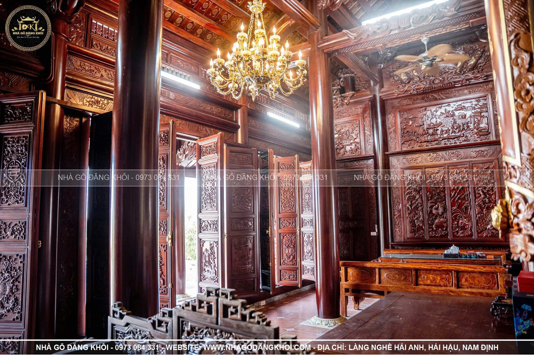 NỘI THẤT NHÀ GỖ 5 GIAN TRÊN TẦNG 2 TẠI TRỰC NINH – NAM ĐỊNH | NHÀ GỖ ĐĂNG KHÔI