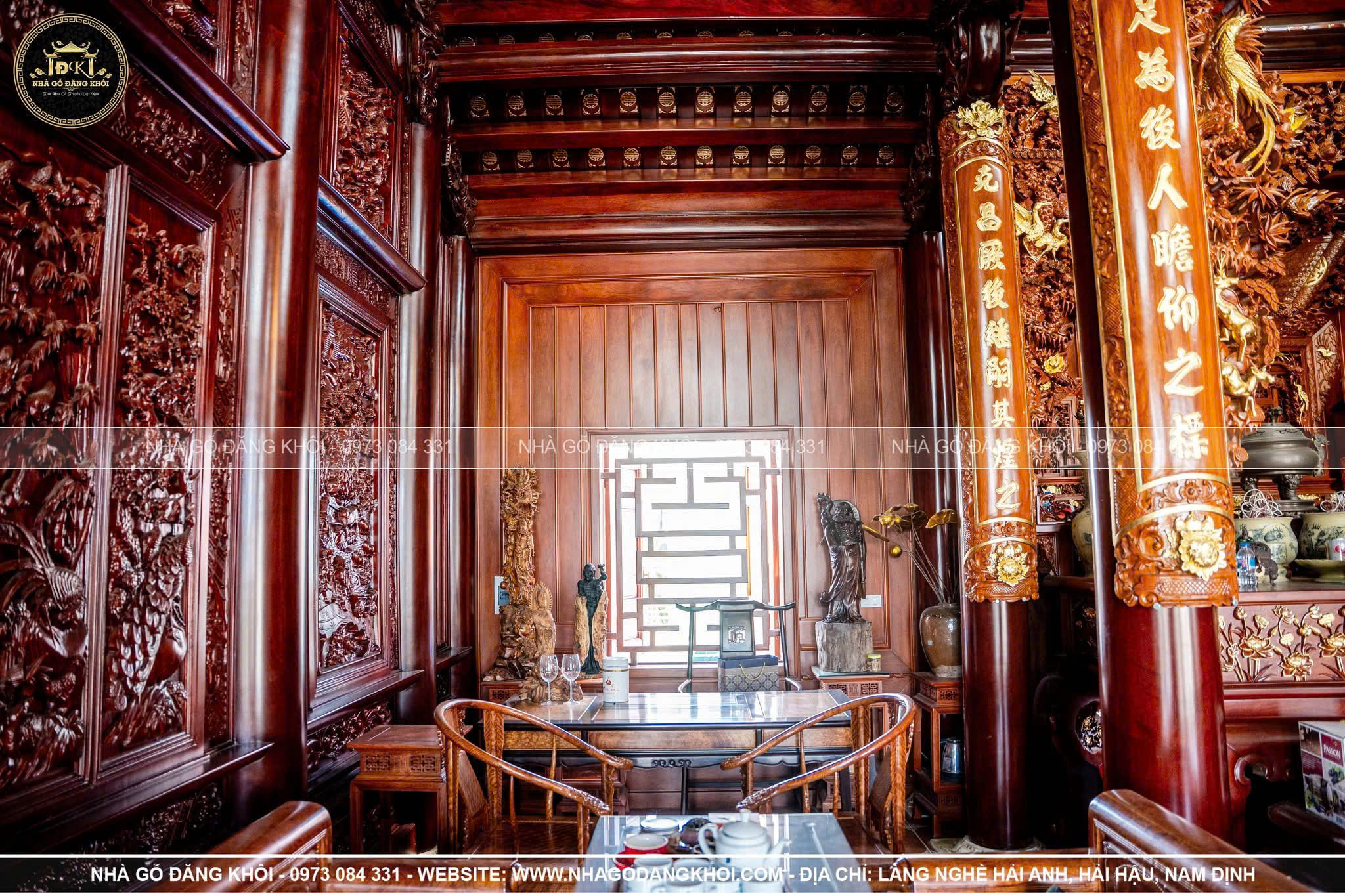 NỘI THẤT NHÀ GỖ 5 GIAN TRÊN TẦNG 2 TẠI TRỰC NINH – NAM ĐỊNH | NHÀ GỖ ĐĂNG KHÔI