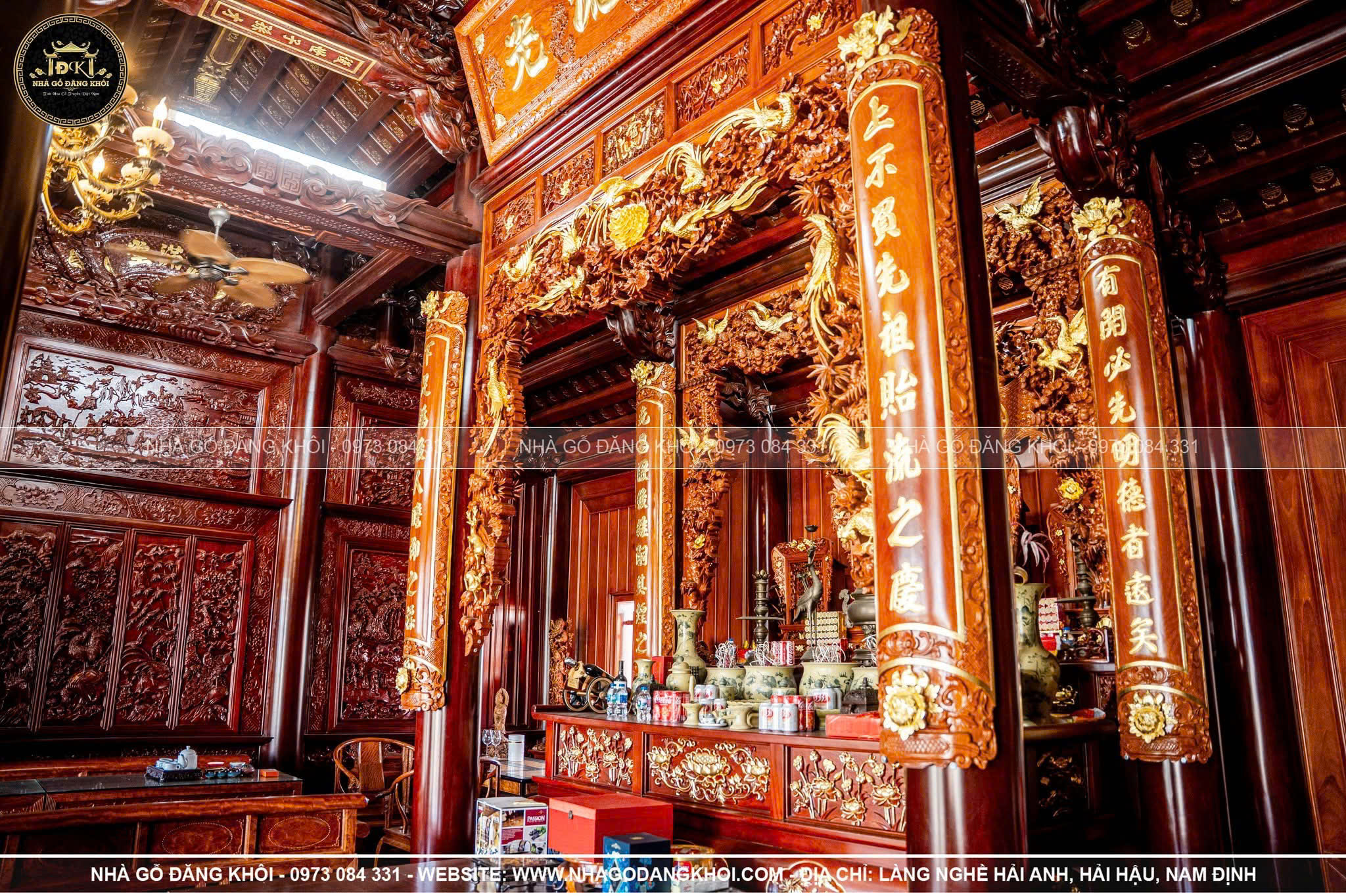NỘI THẤT NHÀ GỖ 5 GIAN TRÊN TẦNG 2 TẠI TRỰC NINH – NAM ĐỊNH | NHÀ GỖ ĐĂNG KHÔI