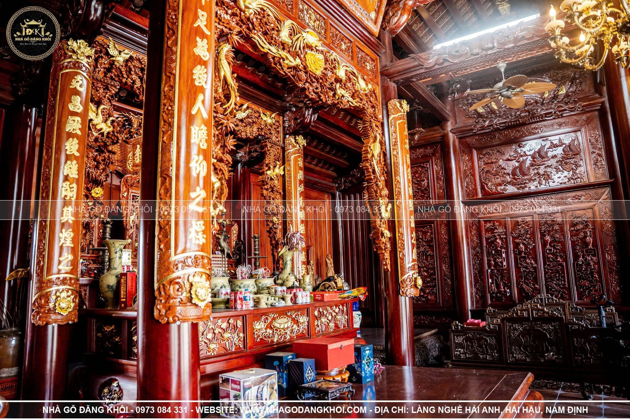 NỘI THẤT NHÀ GỖ 5 GIAN TRÊN TẦNG 2 TẠI TRỰC NINH – NAM ĐỊNH | NHÀ GỖ ĐĂNG KHÔI